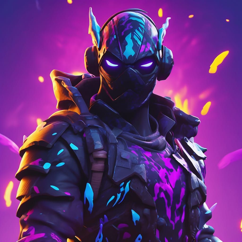 Camouflaged Fortnite Avatar with White Eyes in Digital Art