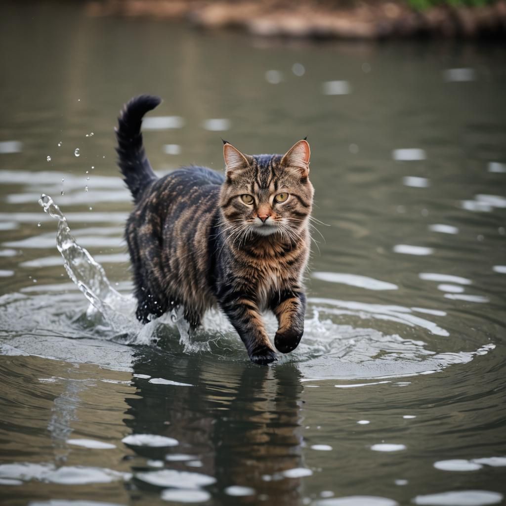 Water Cat Captured with Professional Photography Techniques