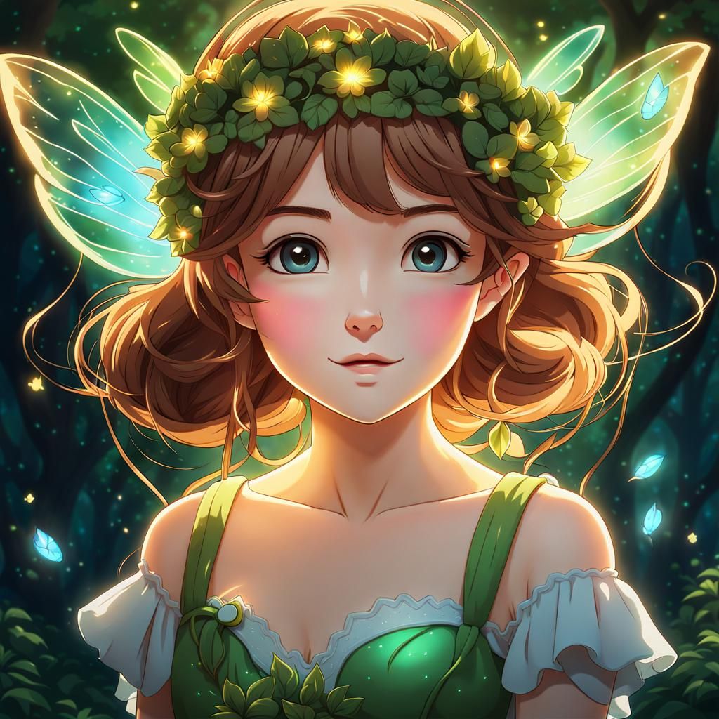 Adorable Glowing Fairy Portrait in Cel-Shaded Style