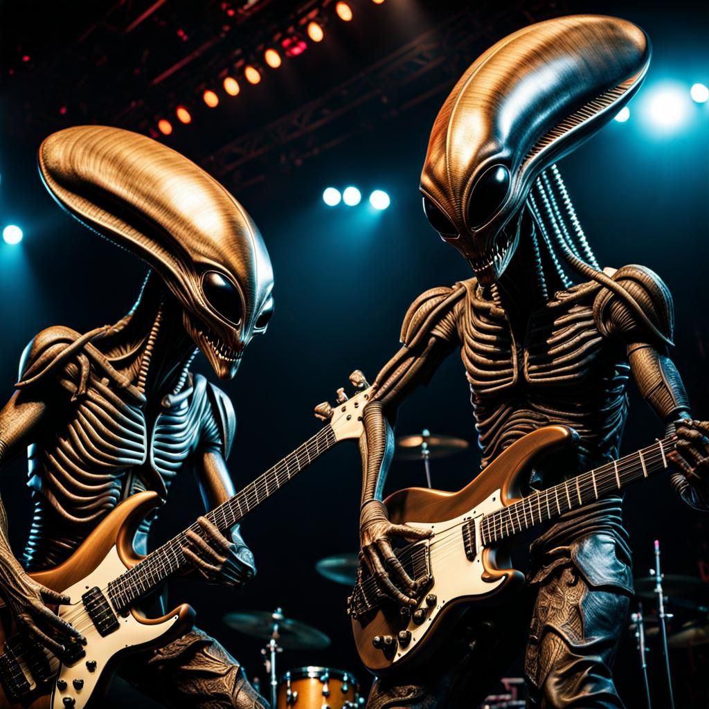 Hyperrealistic Aliens Rock Band in Concert