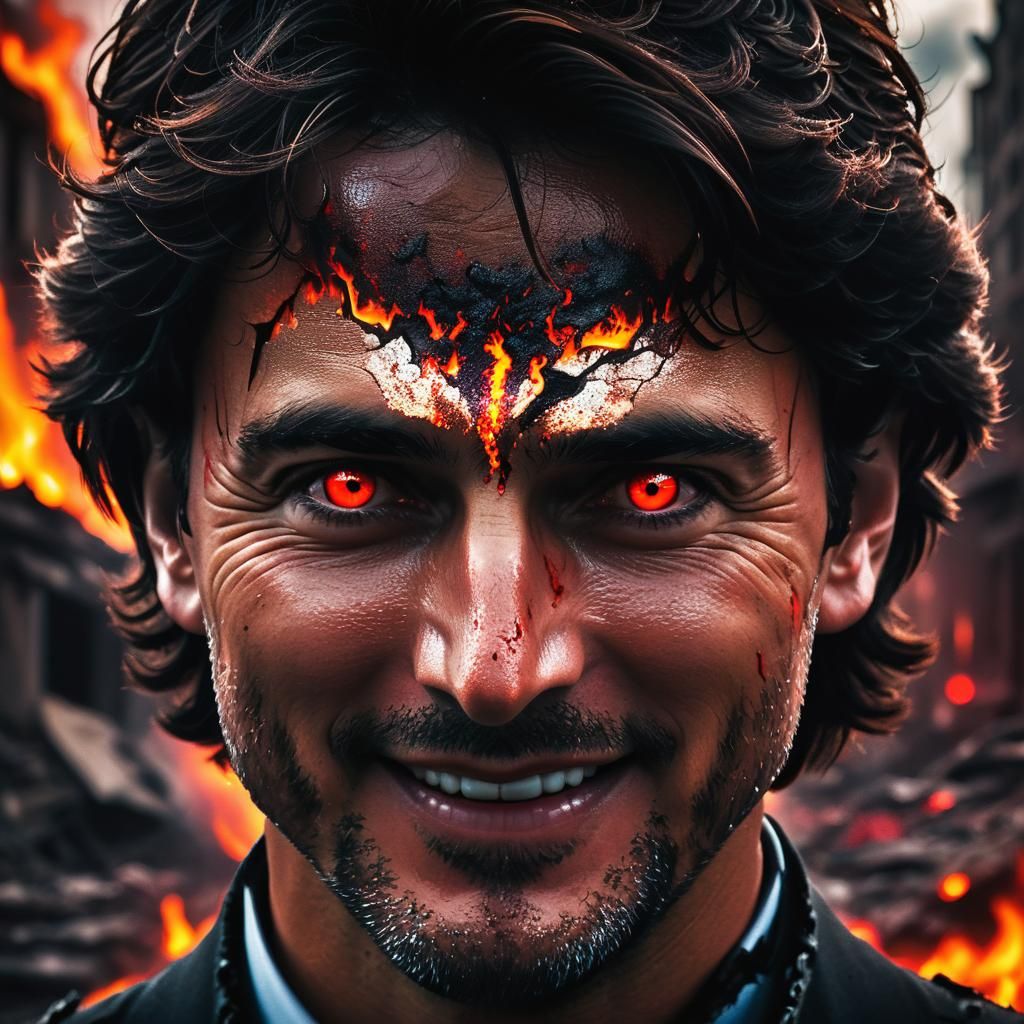 Apocalyptic Portrait with Glowing Eyes