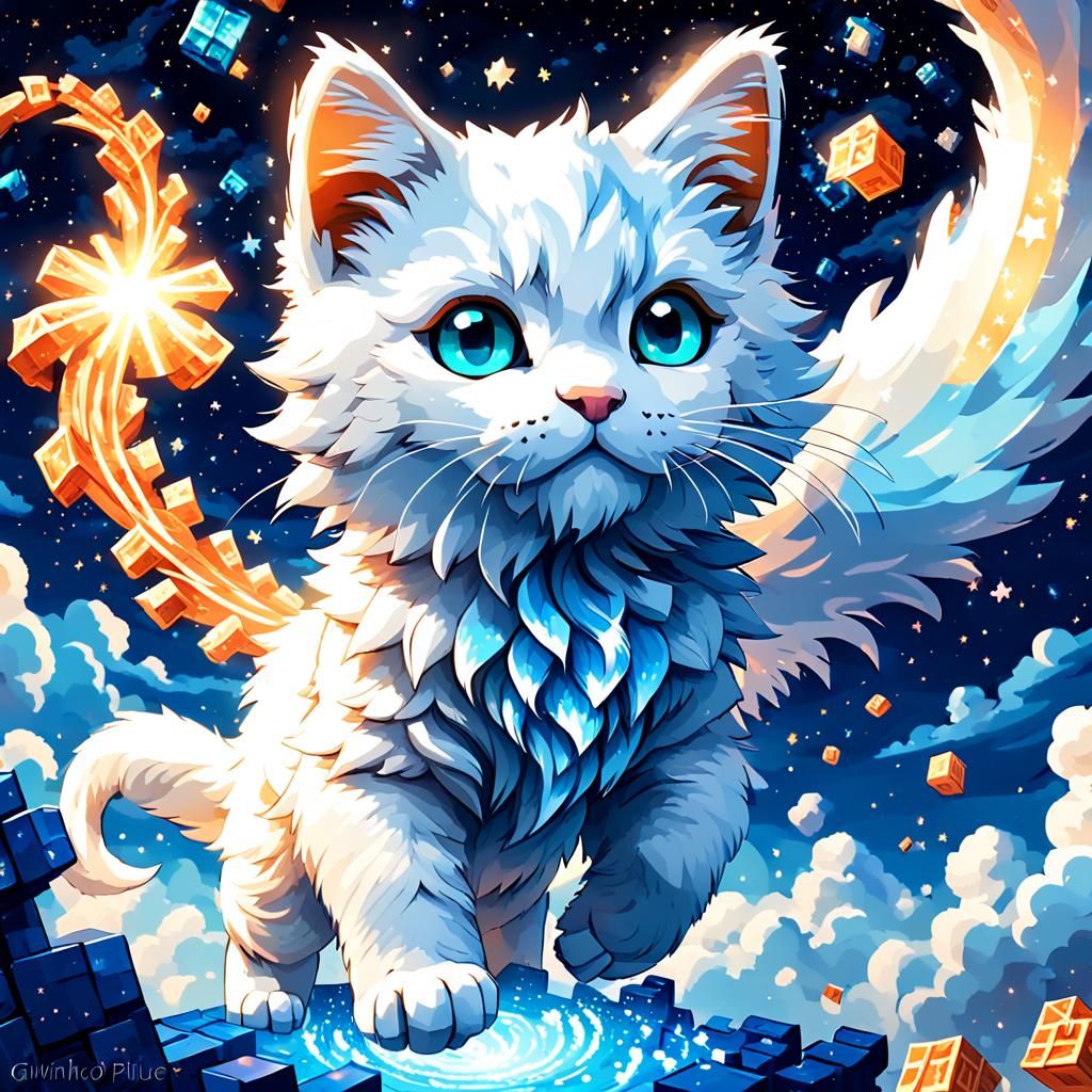 Minecraft Kitten Tail in Pixel Art Style