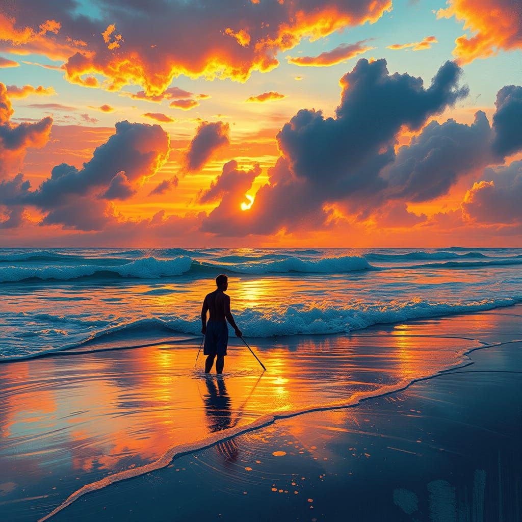 Surreal Sunset Beach in Triadic Colors