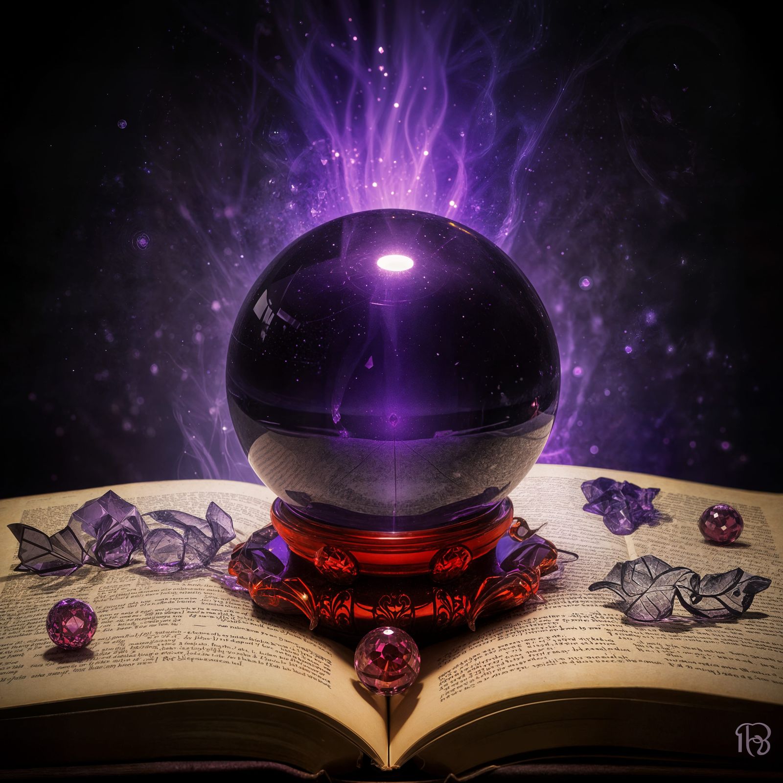 Purple Crystal Ball on Magic Book