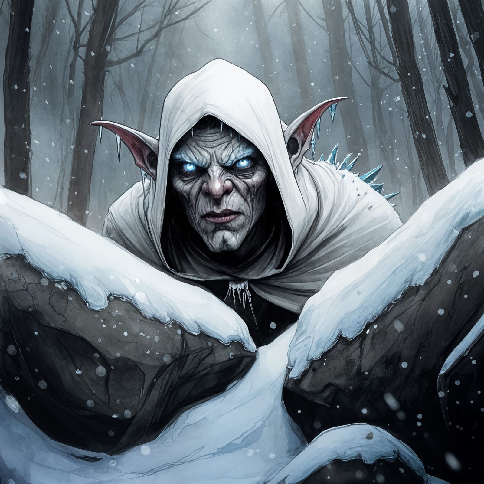 Mysterious Frost Goblin in Icy Forest