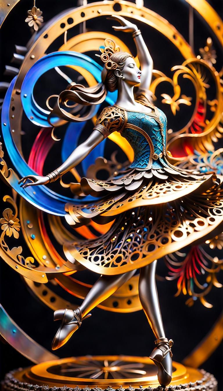 Recycled Metal Carillon Dancer, Splash Art Style