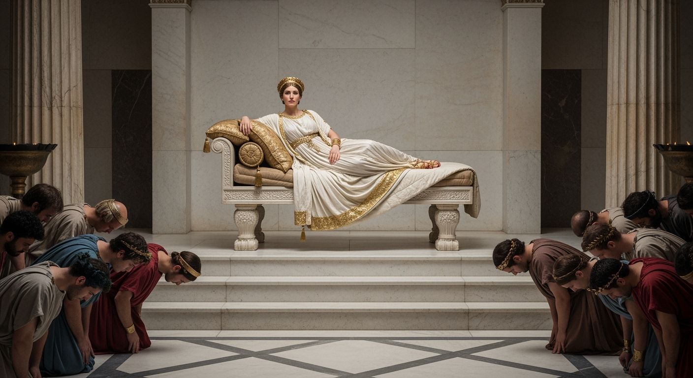 Roman Empress in Opulent Throne Room