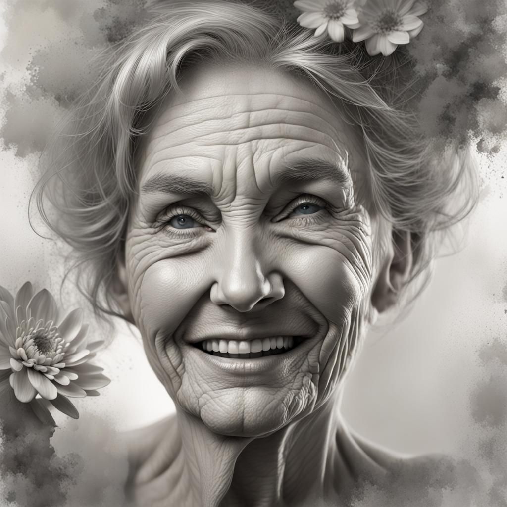 Striking Portrait of an Elderly Woman in Hyperrealism
