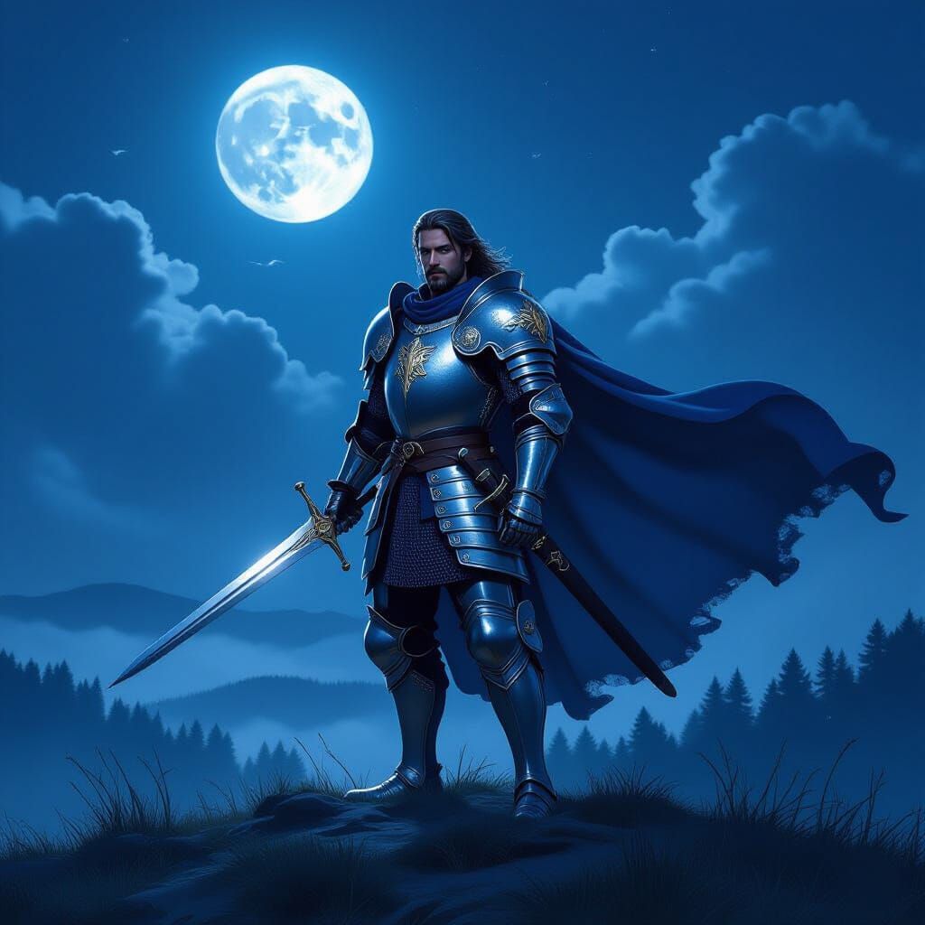 Moonlit Knight's Vigil in Anime Style