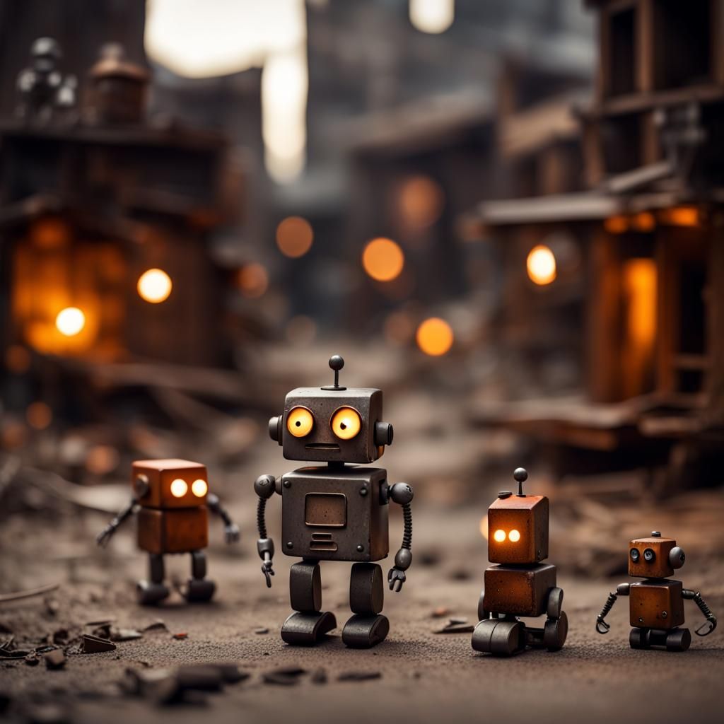 Melancholic Robots Playing on Dusty Street