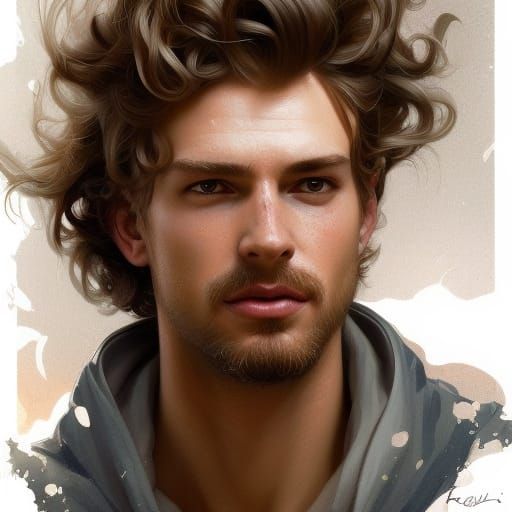 Detailed Portrait of Man Reading with Blonde Hair