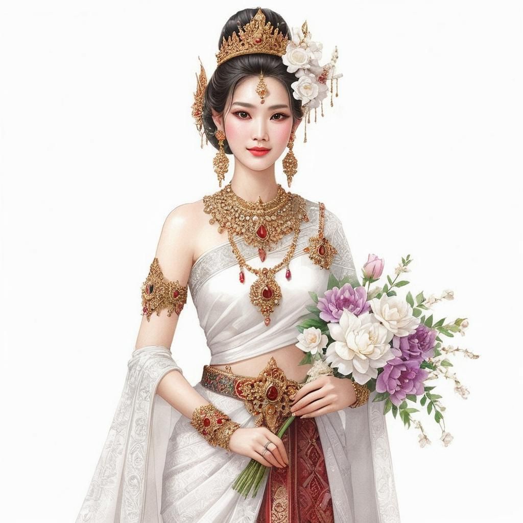 Thai Bride in Traditional Dress, Digital Art