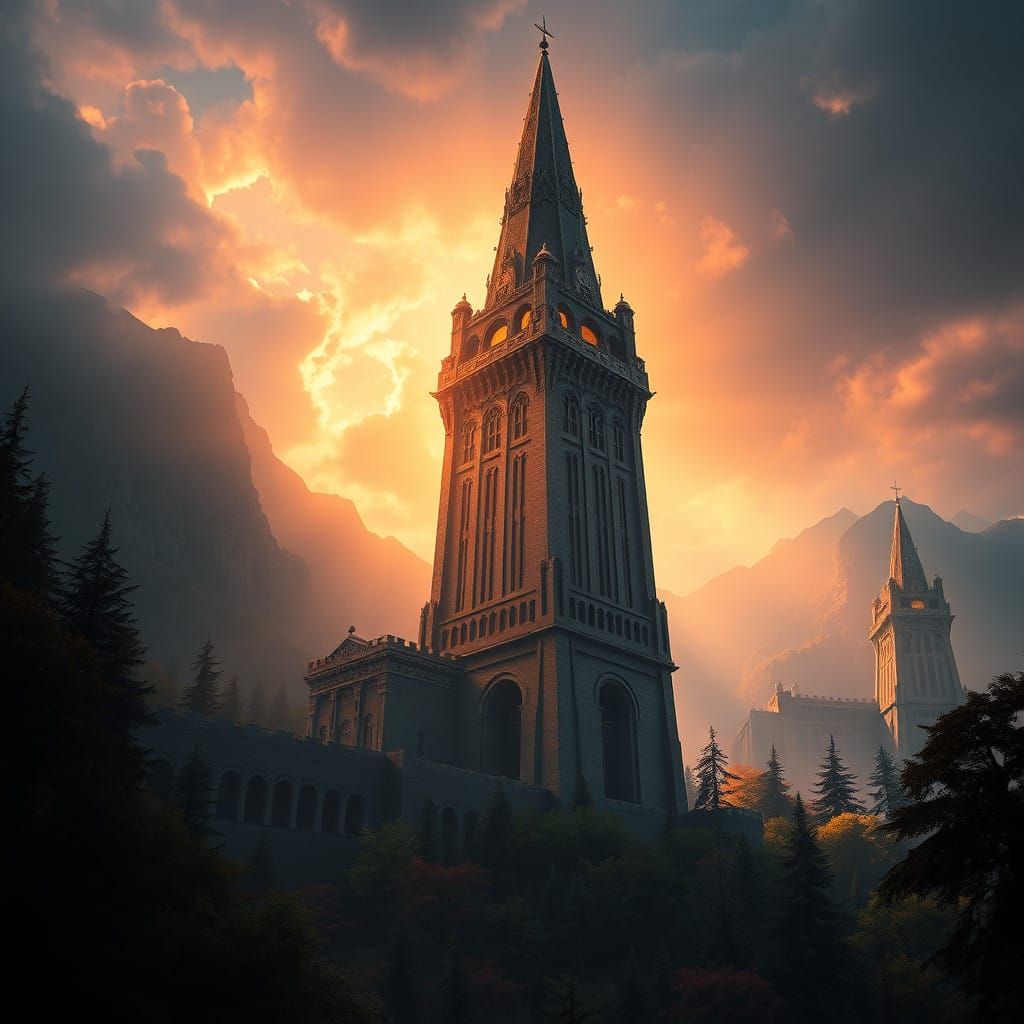 Majestic Watchtower Dominates Mysterious Landscape