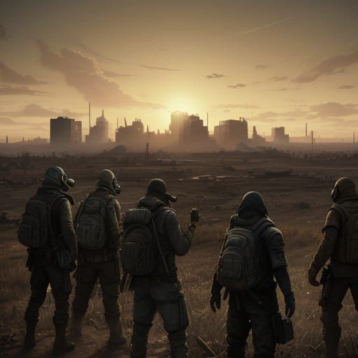 Post-Apocalyptic Community in Greg Rutkowski Style