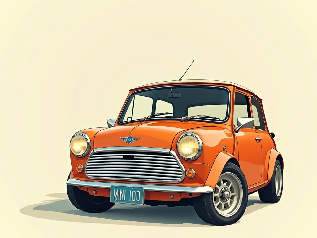 Retro Orange Mini Cooper with Vintage Flair
