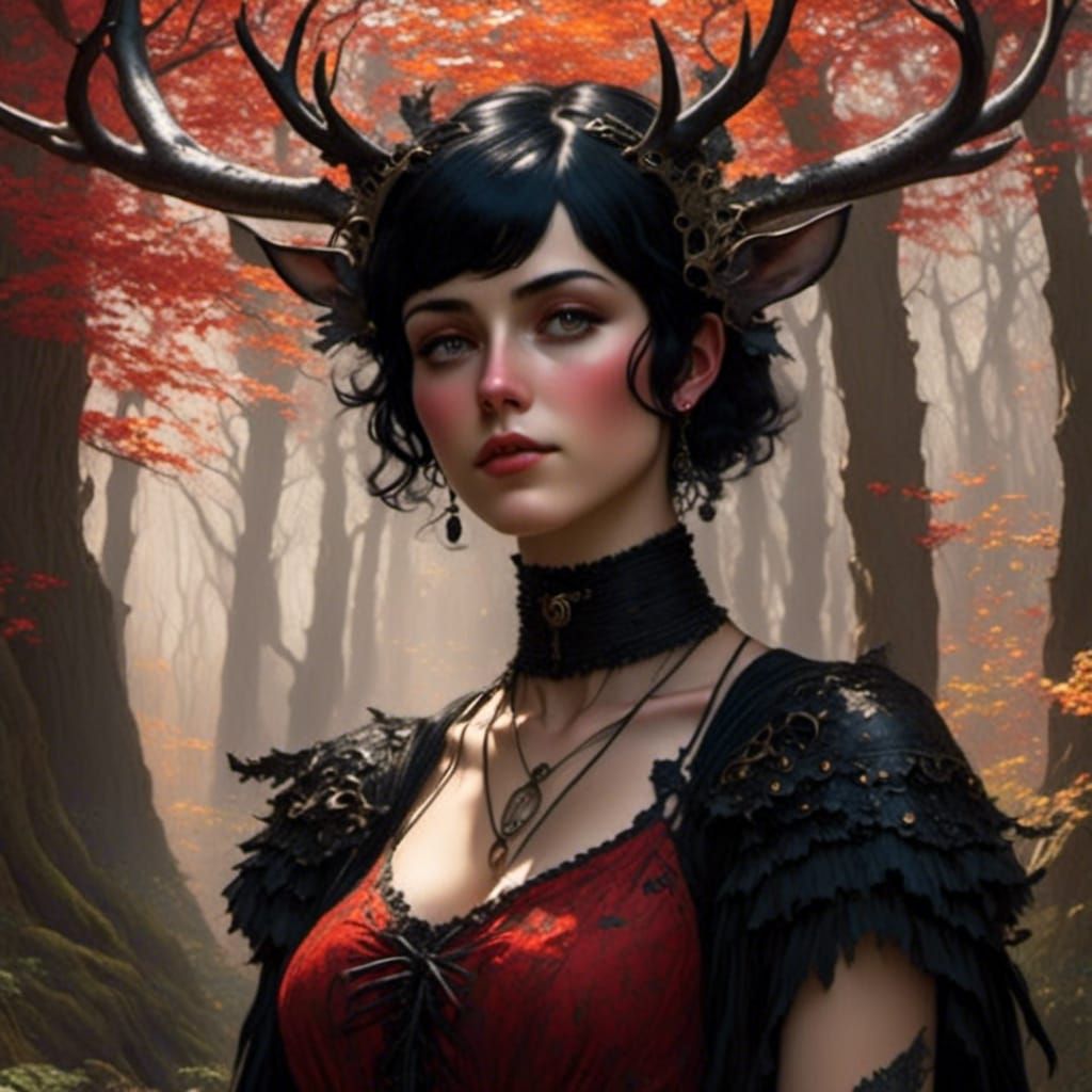 Antlered Woman on Desert Planet, Jamie Hewlett Style