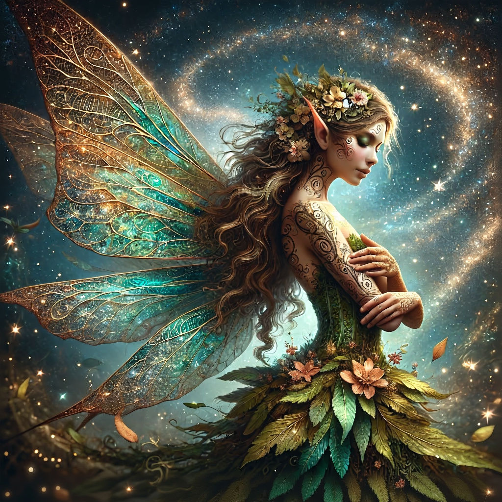 Enchanting Forest Fairy in a Starry Scene