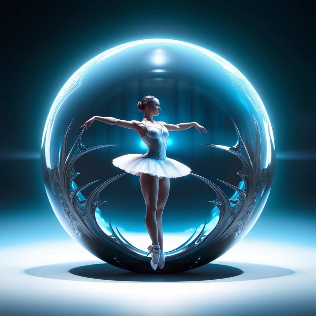 Ethereal Ballerina in Glass Sphere: Gothic Concept Art