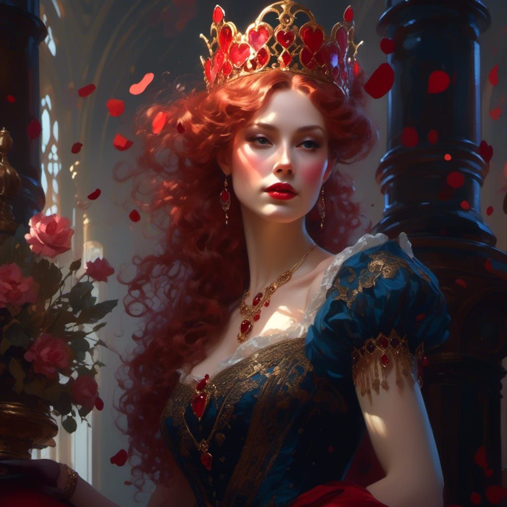 Alice as Queen of Hearts: Detailed Portrait