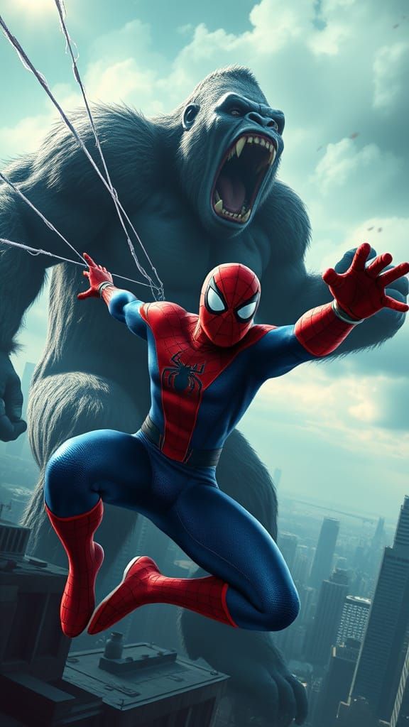 Superhero Meets Giant in Epic Urban Battle