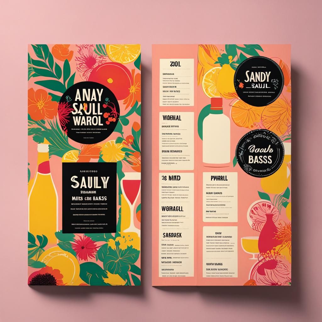 Mid-Century Menu Design in Warhol Pop Art Style