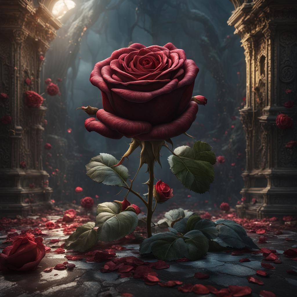 Rose Holding Heart as Detailed Matte Painting