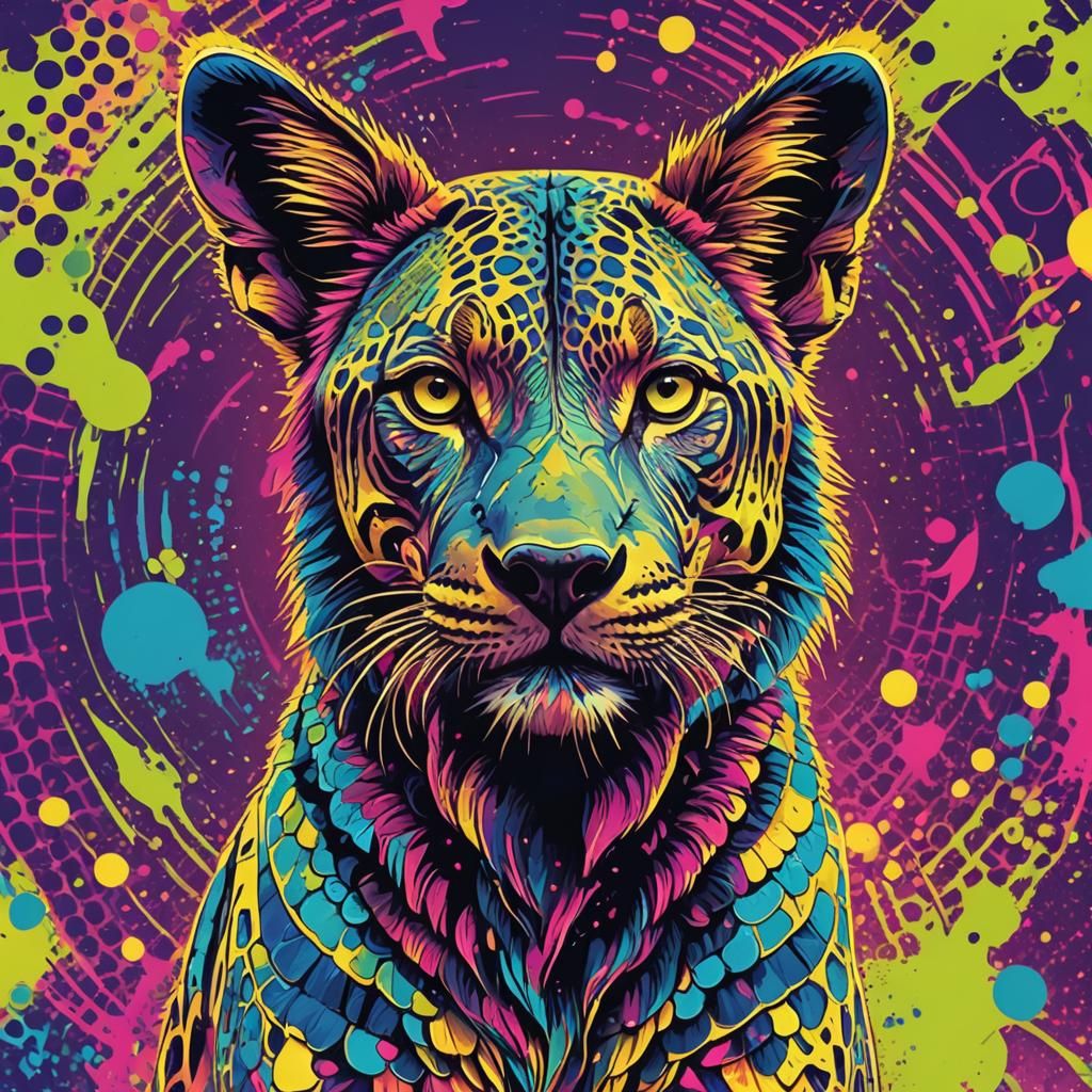 Psychedelic Halftone Animal in Neon Colors