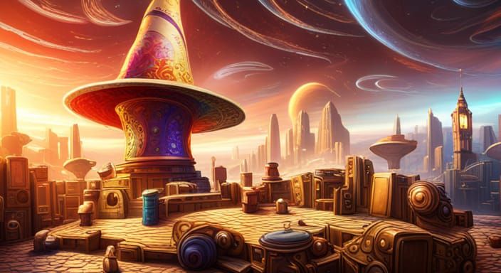 The city's hat-shaped fountain