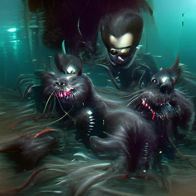 Deep Sea Monster Attacks Underwater Cats