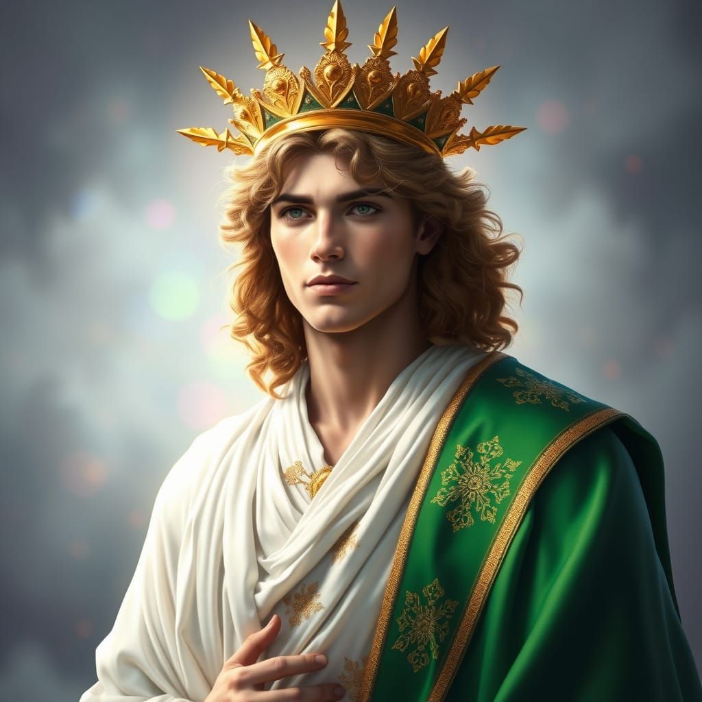 Majestic Young Saint in Resplendent Regalia