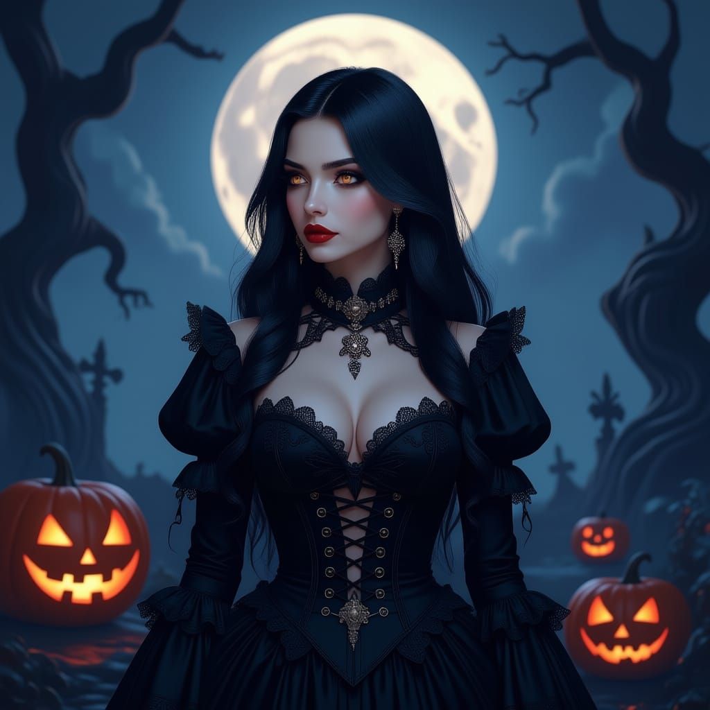 Gothic Girl in Halloween Makeup