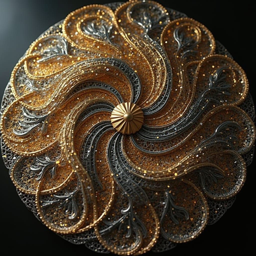 Opulent Filigree Sculpture with Vivid Reflections