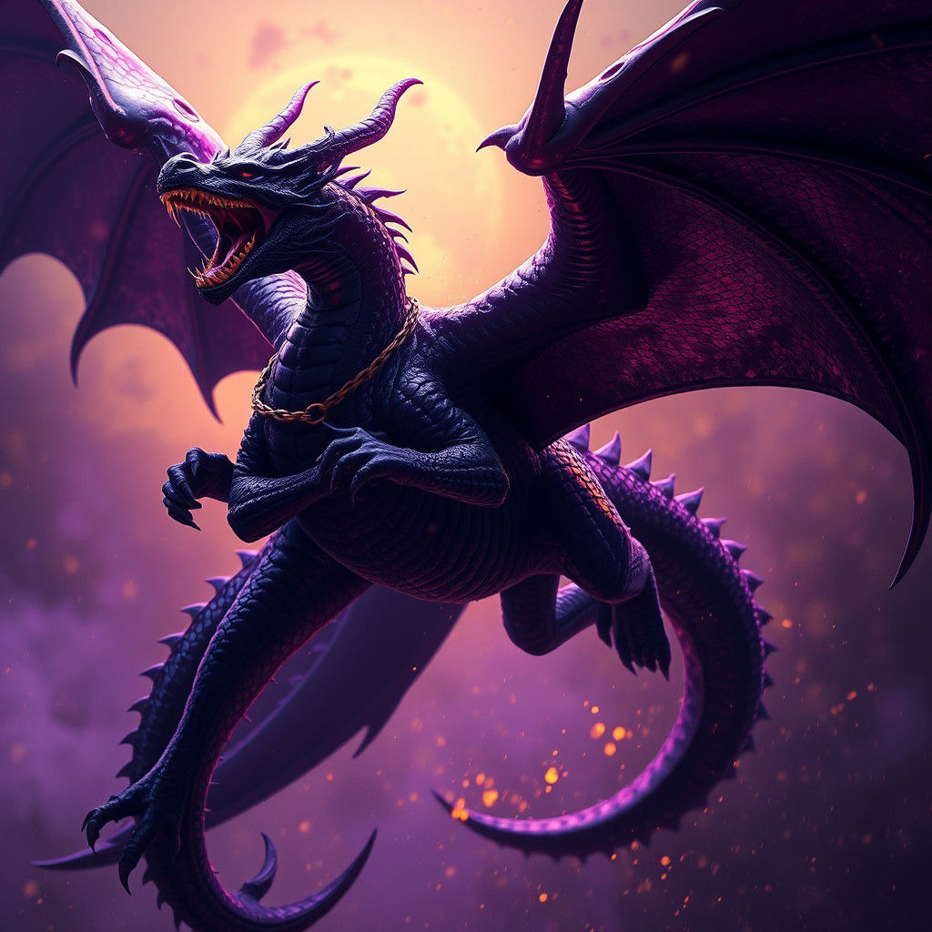 Black Dragon Chained: Dark Fantasy Art