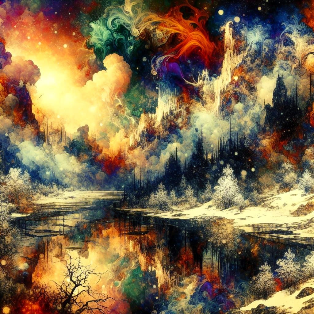 Surreal Winter Landscape in Dark Ages Aesthetic