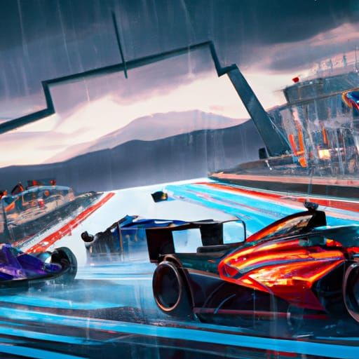 Cars Racing to the Finish Line: Digital Matte Painting