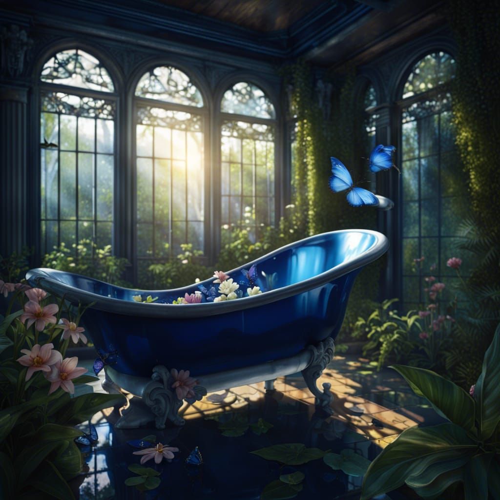 Abandoned Glass Veranda with Ancient Bathtub