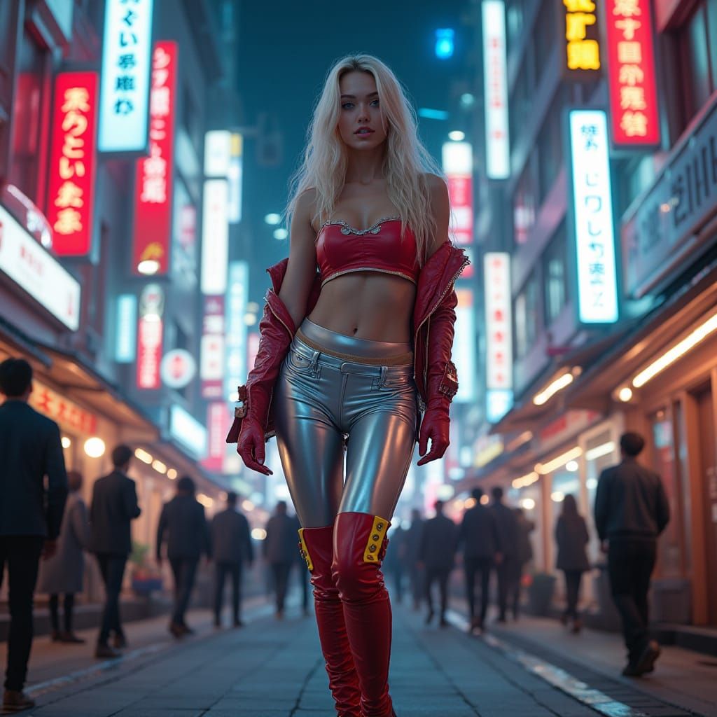Confident Russian Supermodel in Tokyo