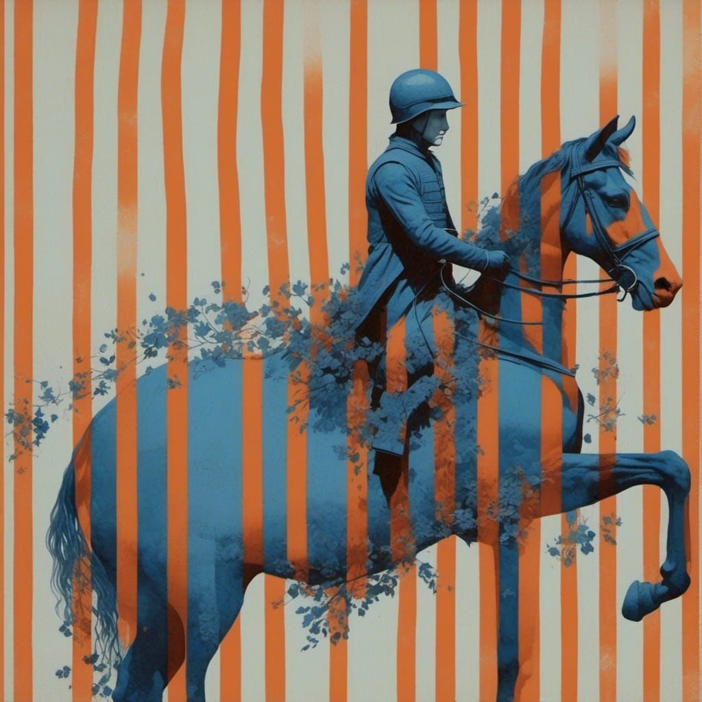 Blue Knight on Striped Horse, LoRA Style