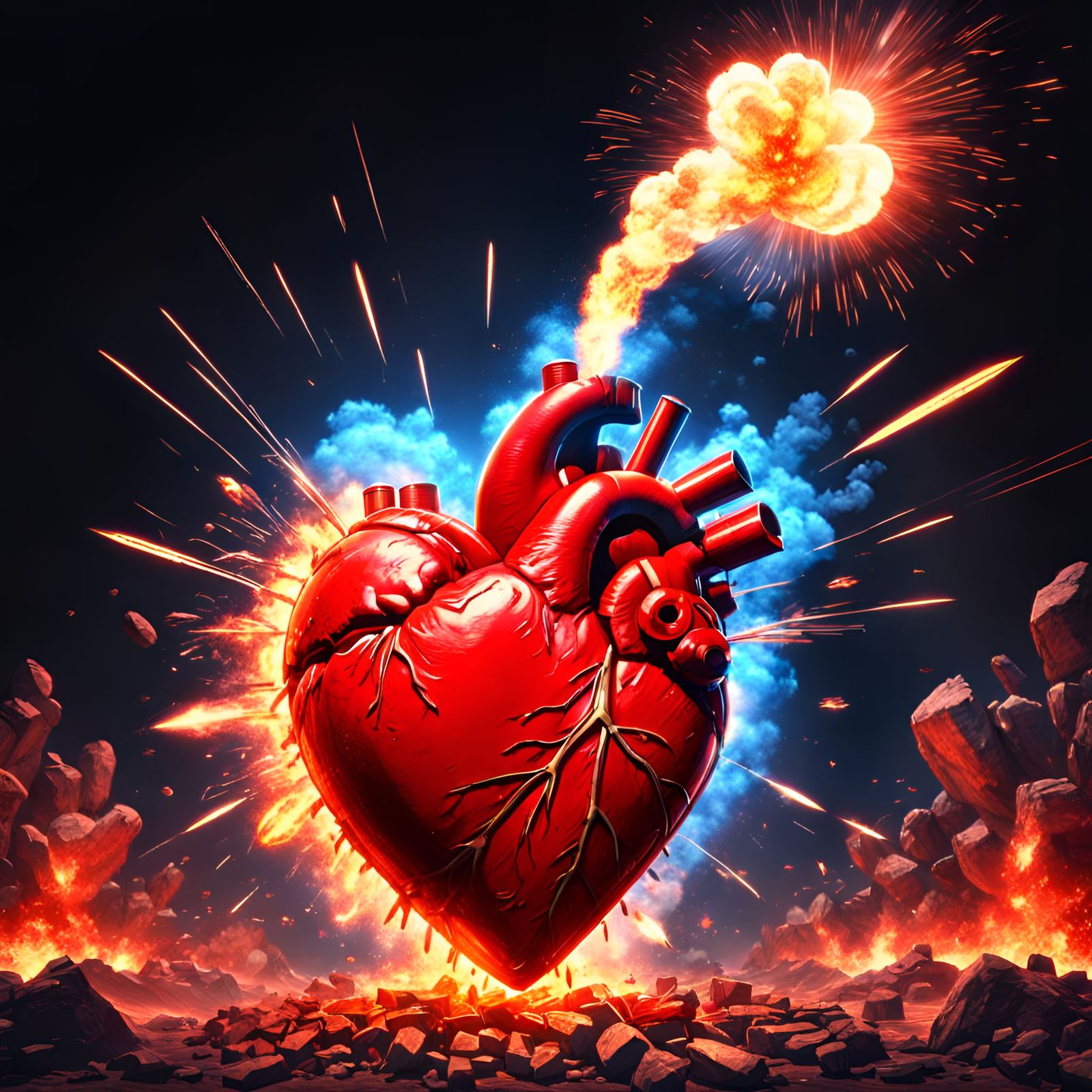 Exploding Dynamite Heart Concept Art