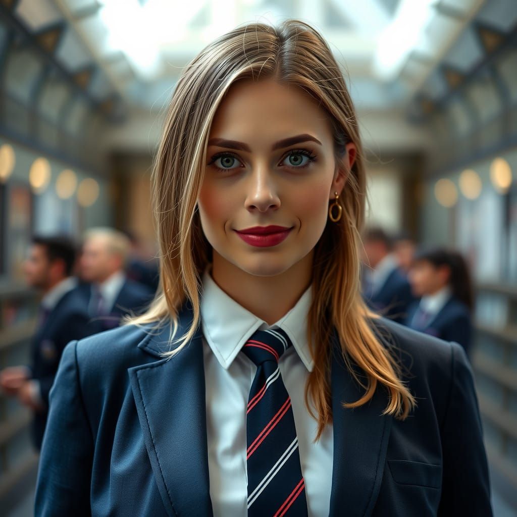 Professional British Schoolgirl in Formal Attire