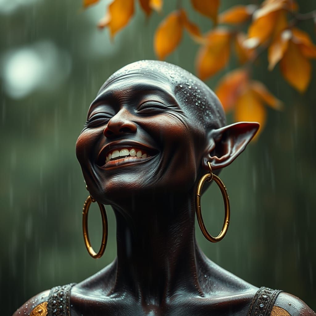 Bald Elf Smiling in the Rain 6