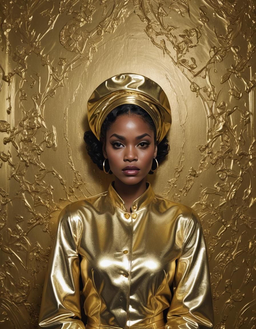 Golden Portrait of Sorority President in Boudoir