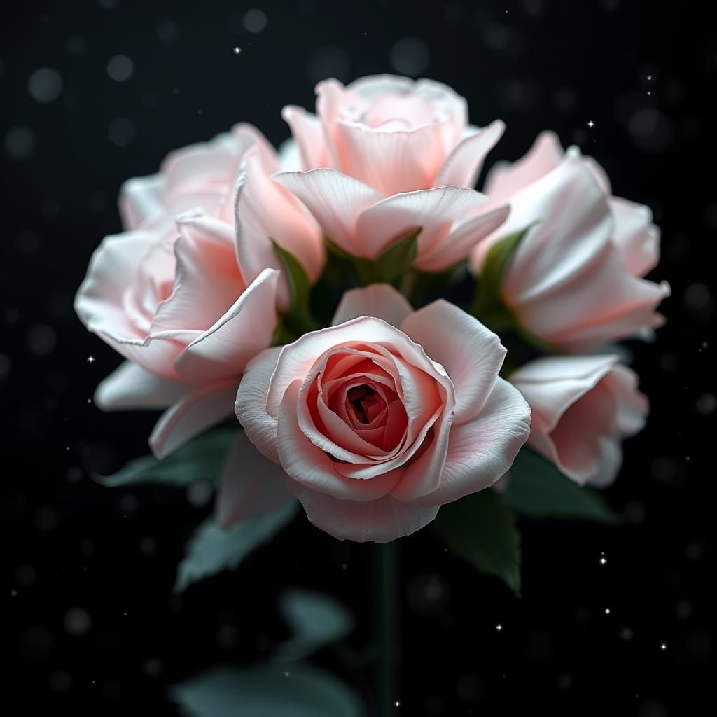 Pink Roses with Stardust in Fantasy Art Style