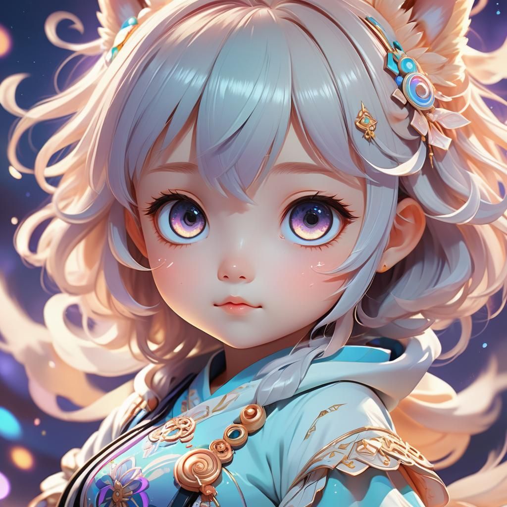 Pregnant Chibi Portrait in Genshin Impact Style