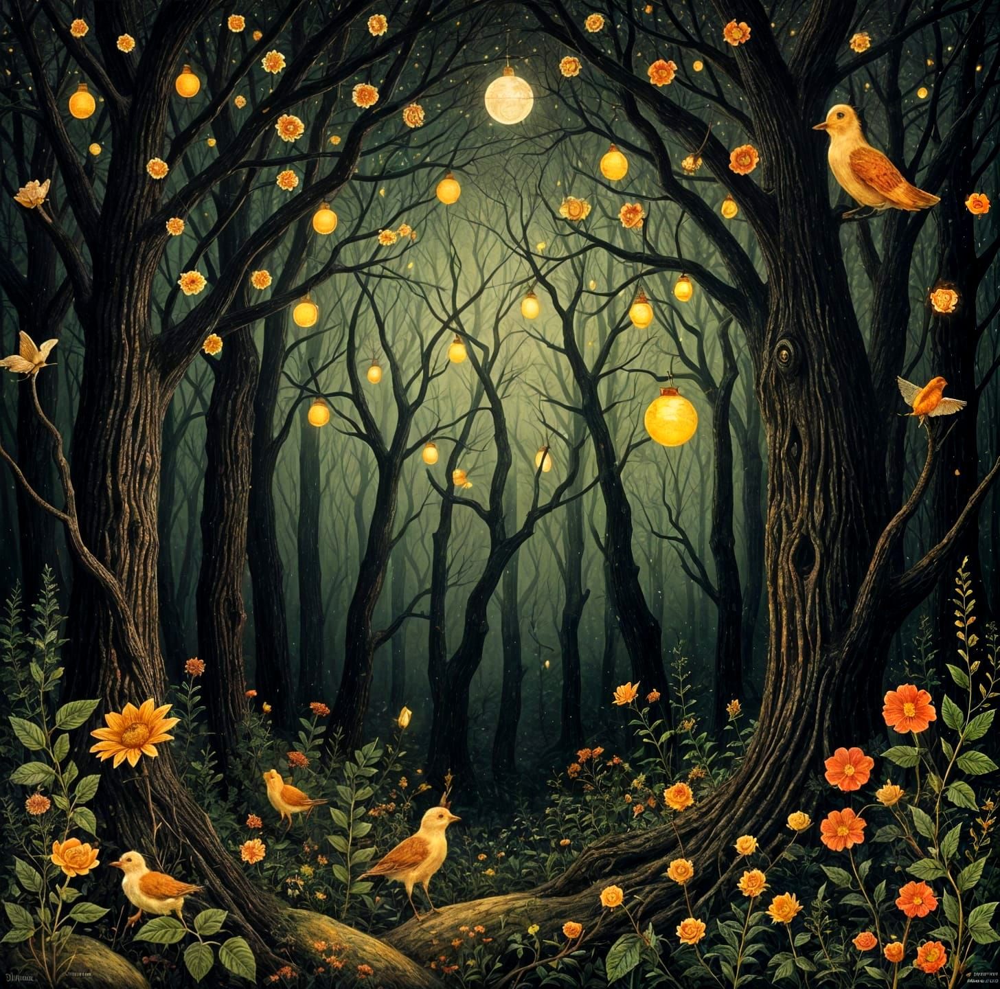Surreal Whimsical Fantasy Artwork Depicts Enchanted Forest S...