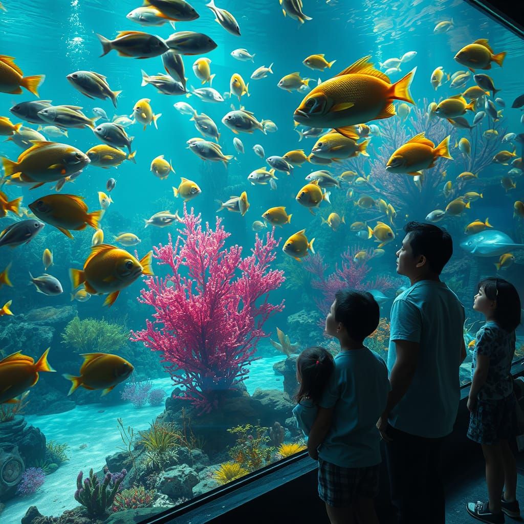 Fantastical Aquarium Scene in Deep Color