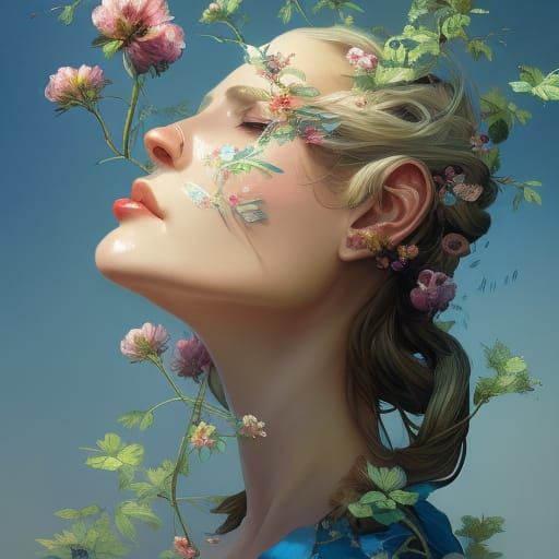Detailed Portrait of Woman Amidst Nature
