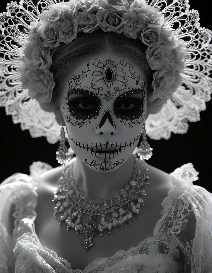 Día de Muertos Ghost in X-Ray Fashion