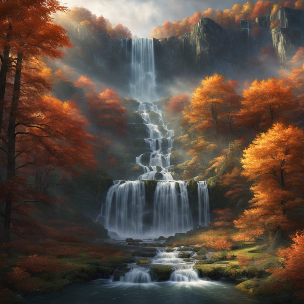 autumn waterfall in the forest 19