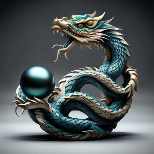 Ming Dynasty Dragon Holding Pearl, Digital Art